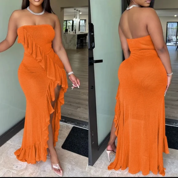 apricot color dress 2025 Autumn Pleated V-Neck Solid Color Dress – Lovenne